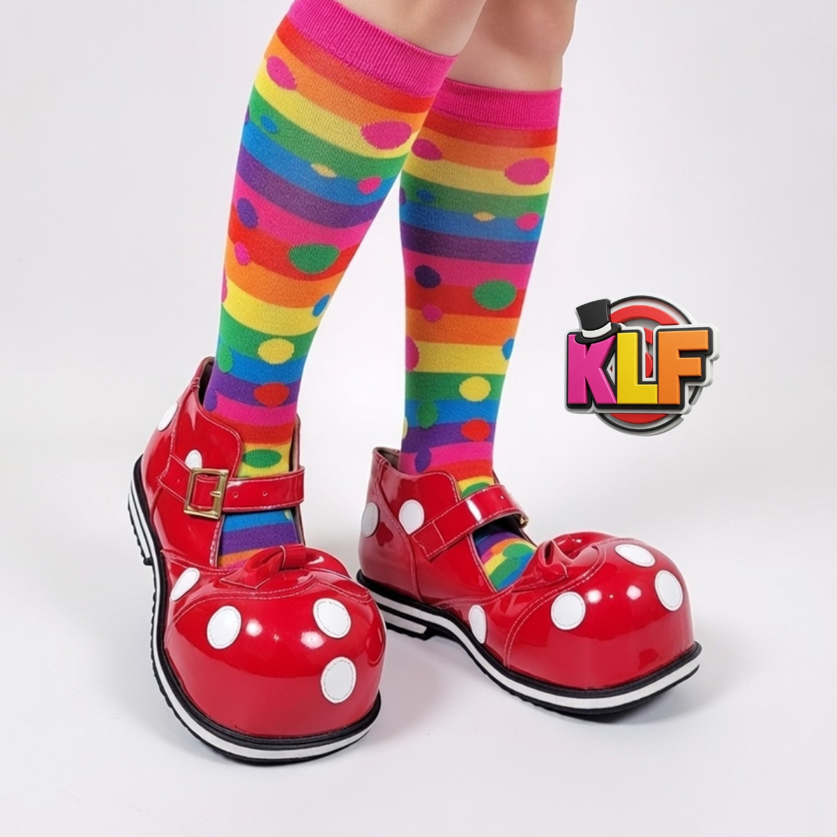 Zapatos para Payasa Escolares rojos con bolitas blancas - Imagen 2