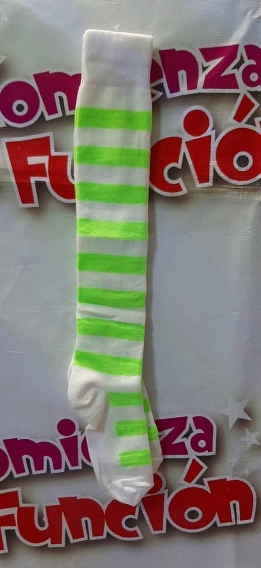 Calcetas para Payaso - Verde Limon con Blanco