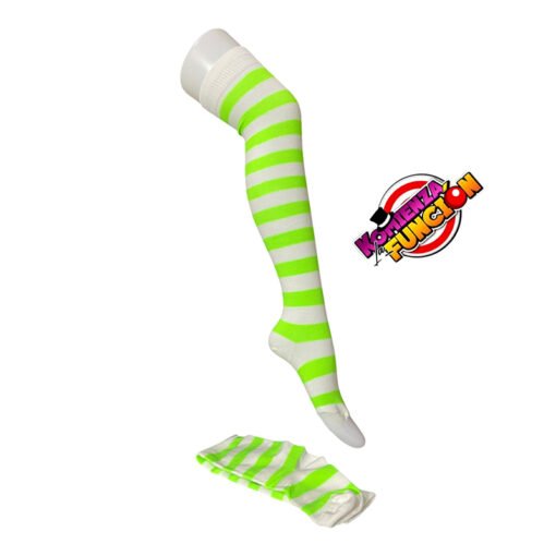 04 Calcetas para Payaso - Verde con Blanco