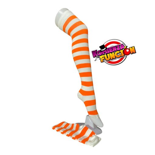 07 Calcetas para Payaso - Naranja con Blanco