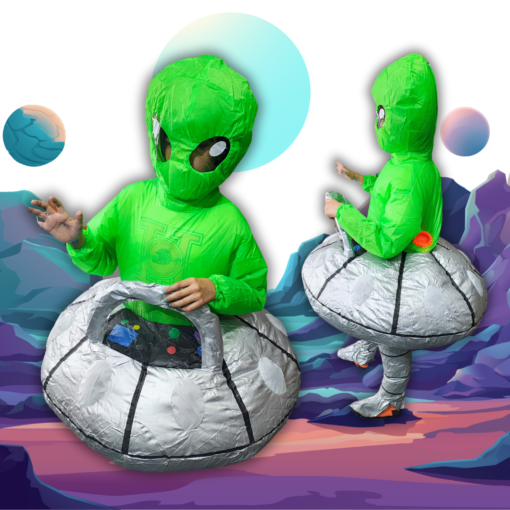 👽🛸 Disfraz de Alien con Nave Inflable para Niño – ¡Abducción en Camino! - Imagen 2