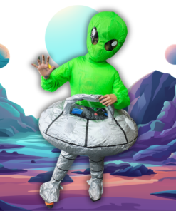 👽🛸 Disfraz de Alien con Nave Inflable para Niño – ¡Abducción en Camino!