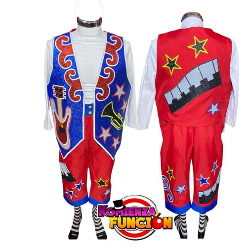 006 Traje para Payaso azul rey con rojo - Imagen 2
