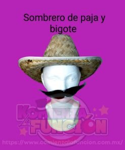 Sombrero Tejano de paja y bigote