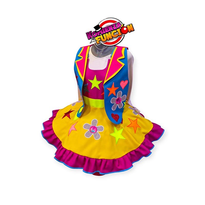 08 TRAJE PARA PAYASA MULTICOLOR