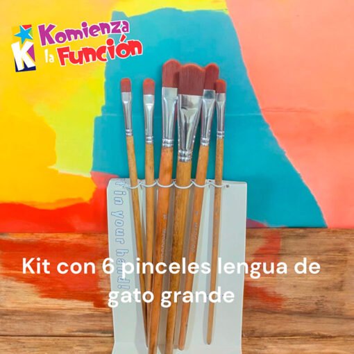 Kit 6 Pinceles Lengua de Gato Grande