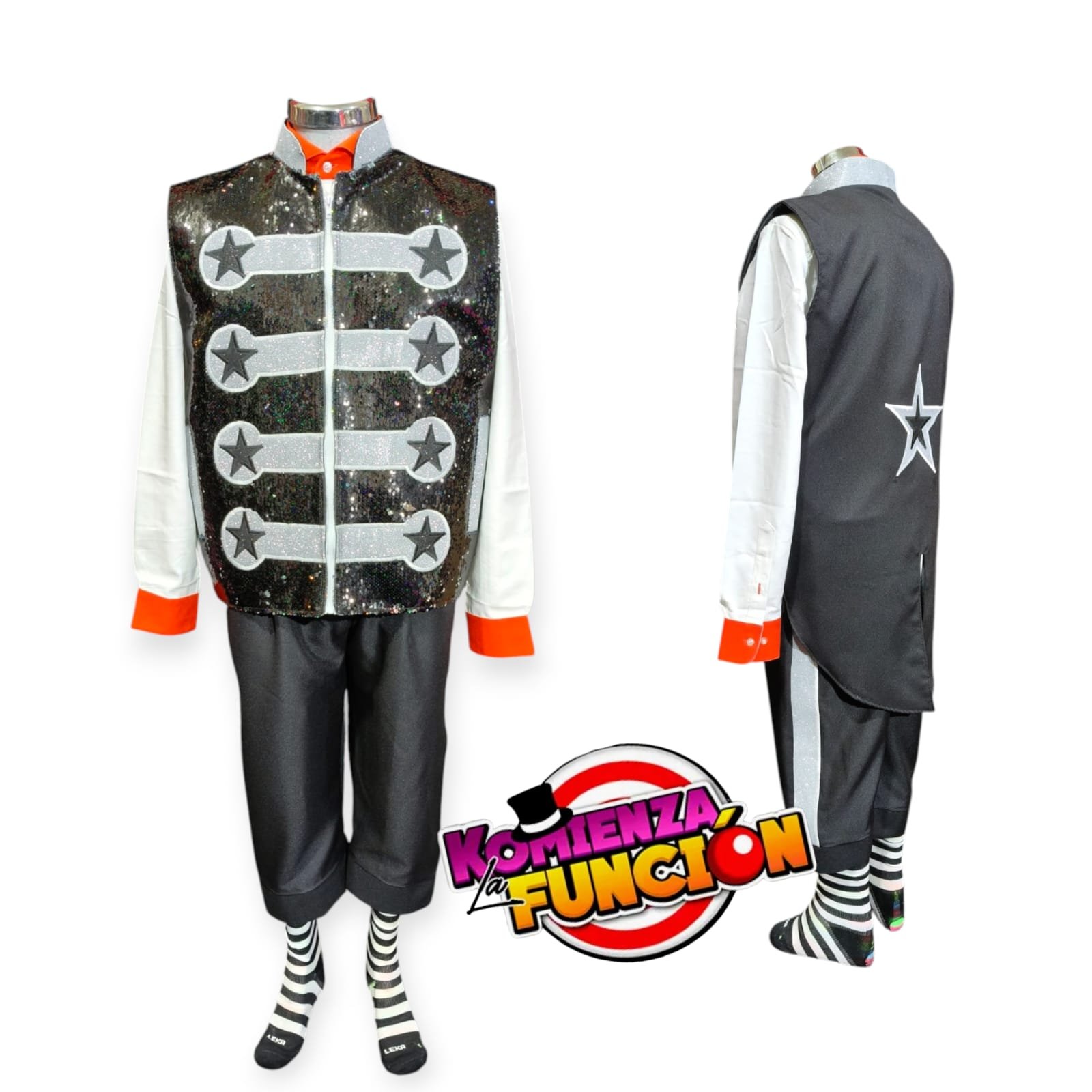 002 Traje para Payaso Lentejuela negra reversible - Imagen 2
