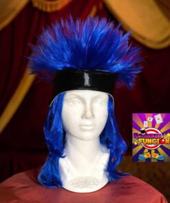 04 Peluca larga profesional sintética azul